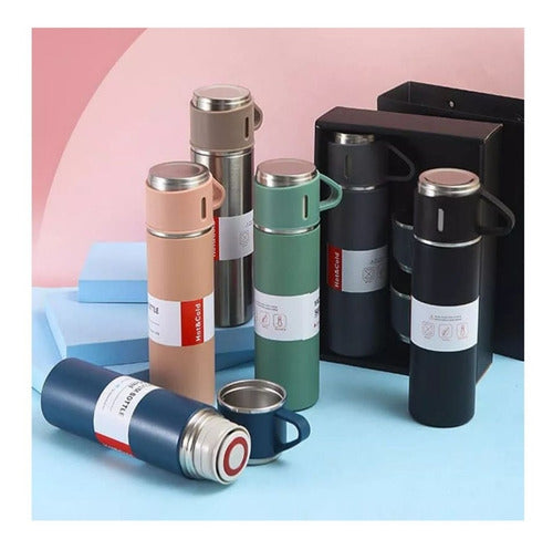 Set Termos Para Agua Caliente Termo Cafe + 3 Tazas 500 Ml