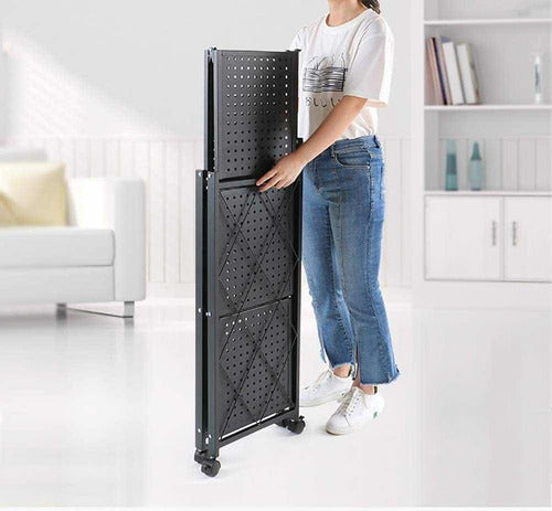 Organizador Repisa Metálica 3 Niveles Plegable Con Ruedas