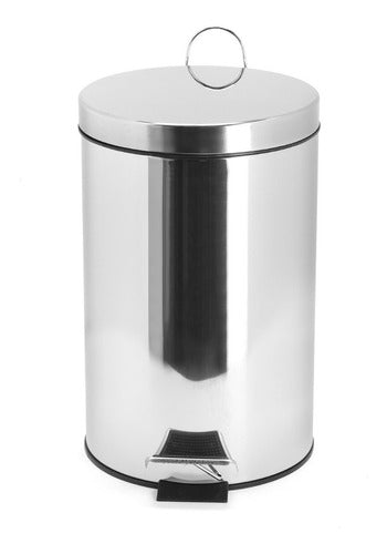 Tacho Basura Cesto Residuos 20 Litros Pedal Acero Inoxidable Color Plateado