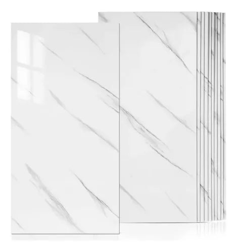 Lámina Adhesiva Pvc Pack10 Efecto Cerámica Mármol,negra Gris