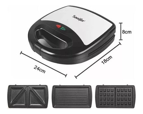 Maquina 3 En 1 Waflera Sandwichera Donas Maquina Rapida Color Negro