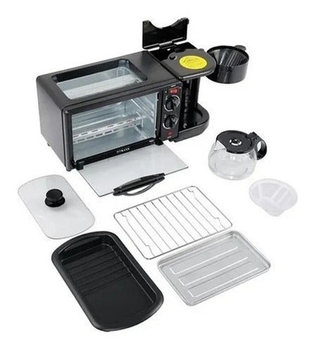 Máquina Para Hacer Desayuno 3 En 1 Horno Cafetera Sarten