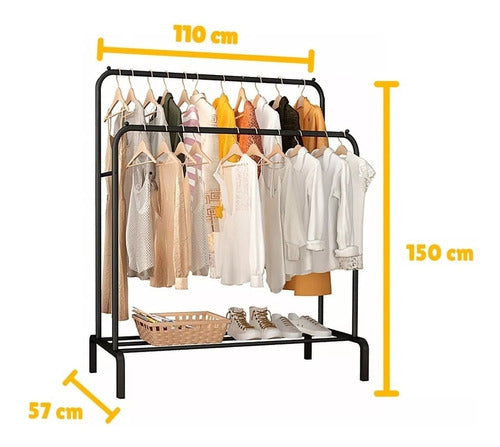 Perchero Metálico Doble Barra Closet Exhibición Organizador