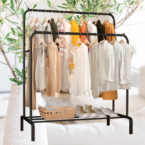 Perchero Metálico Doble Barra Closet Exhibición Organizador