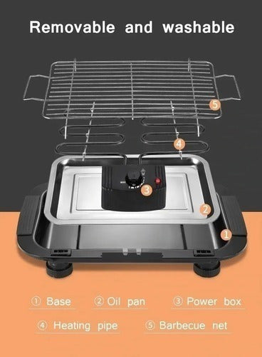 Parrillera Eléctrica 2000W Antiadherente para Barbacoa