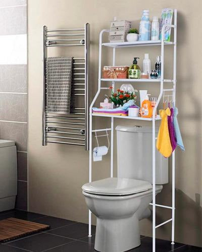 Mueble Organizador 3 Estantes De Metal Ideal Sobre Inodoro Color Blanco