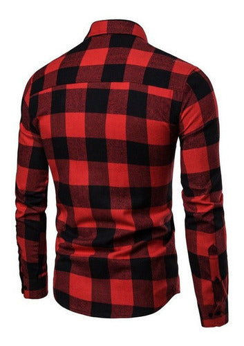 Polera De Franela A Cuadros De Manga Larga Para Hombre