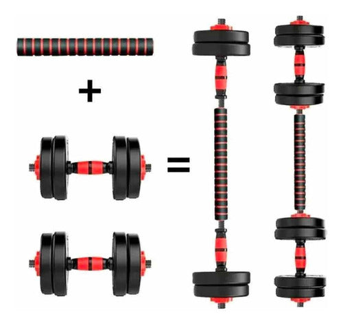 Set De Mancuernas Unibles De 20kg Con Barra De Extensión.