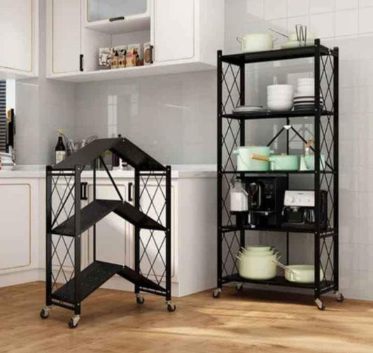 Estante Organizador Plegable Multiuso Metal 3 Niveles con Ruedas