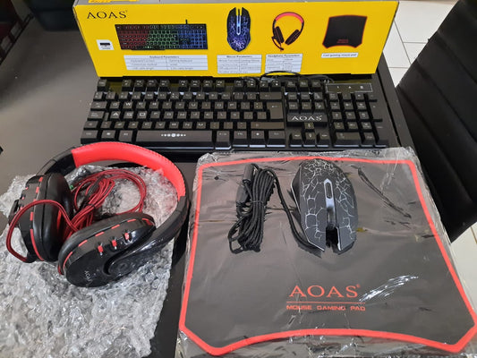 Oferta de Kit Gamer 4 en 1 Teclado Mouse Alfombrilla y Audífonos