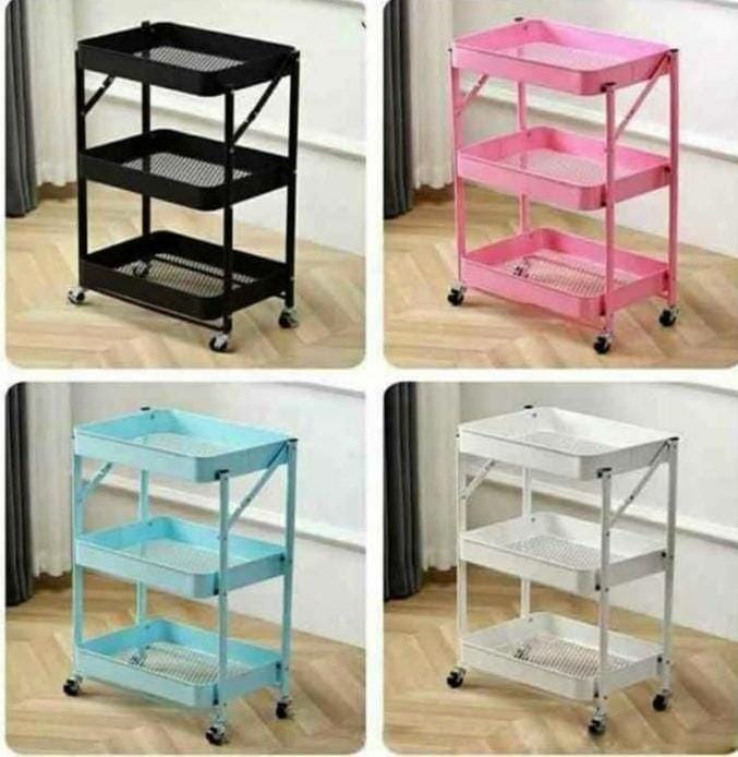Carrito Organizador Rosado Negro Blanco y Celeste