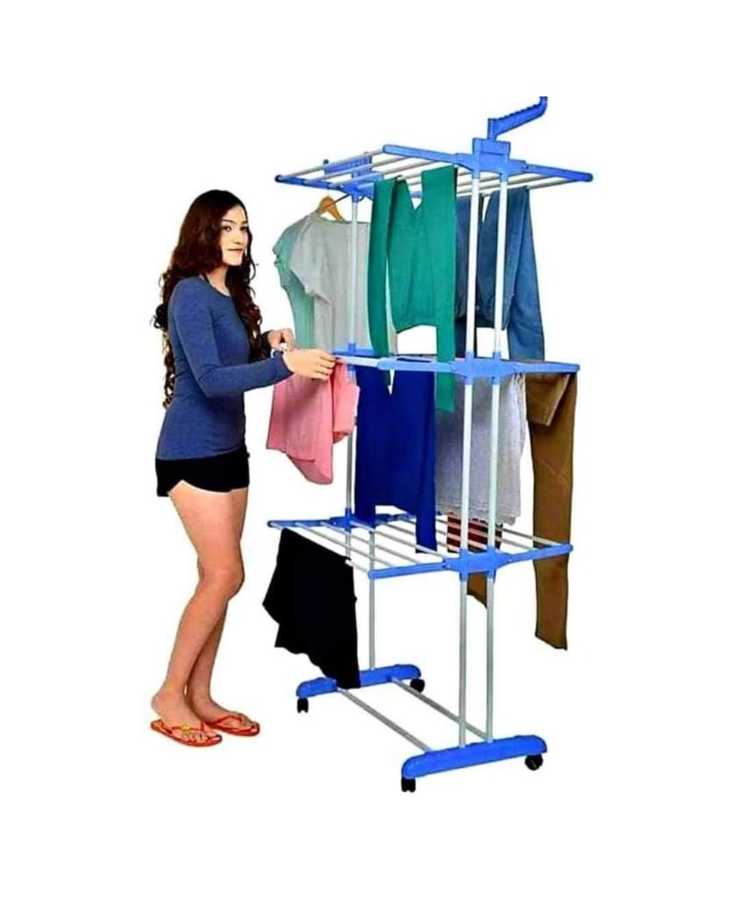 Tendederos Plegables de Tres Niveles con Rueda