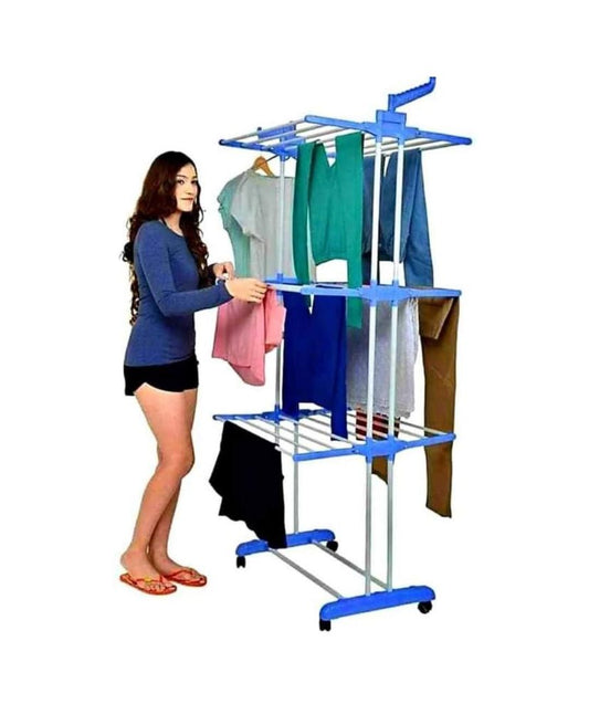 Tendederos Plegables de Tres Niveles con Rueda