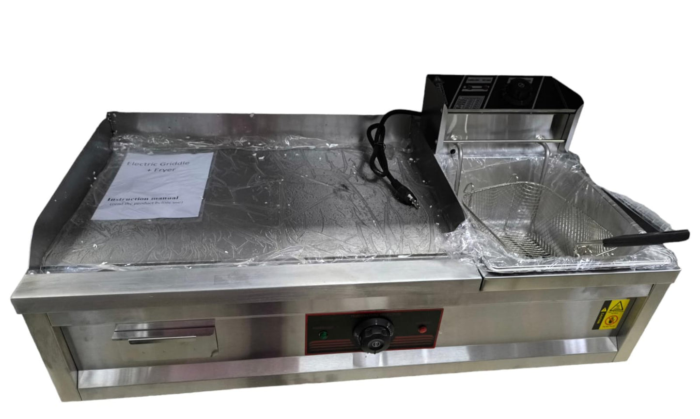 Plancha Churrasquera con Freidora Eléctrica