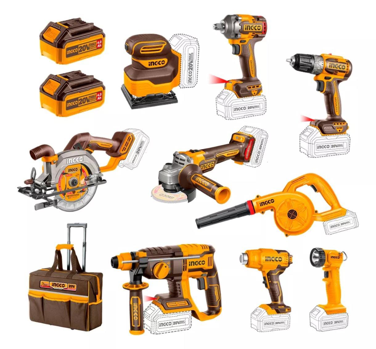 Kit combinado industrial inalámbrico 9 piezas
