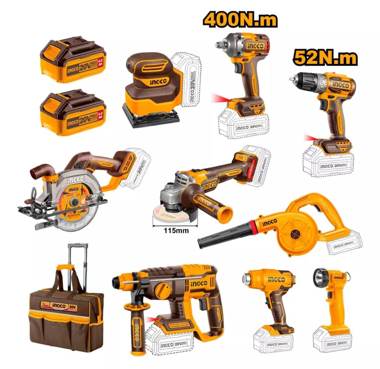Kit combinado industrial inalámbrico 9 piezas