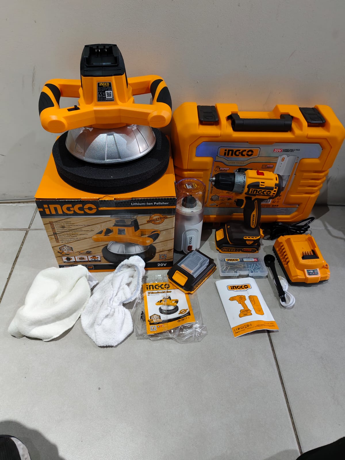Kit de 3 herramientas Pulidora Inalámbrica de 20 voltios taladro inalámbrico y mini molino de café
