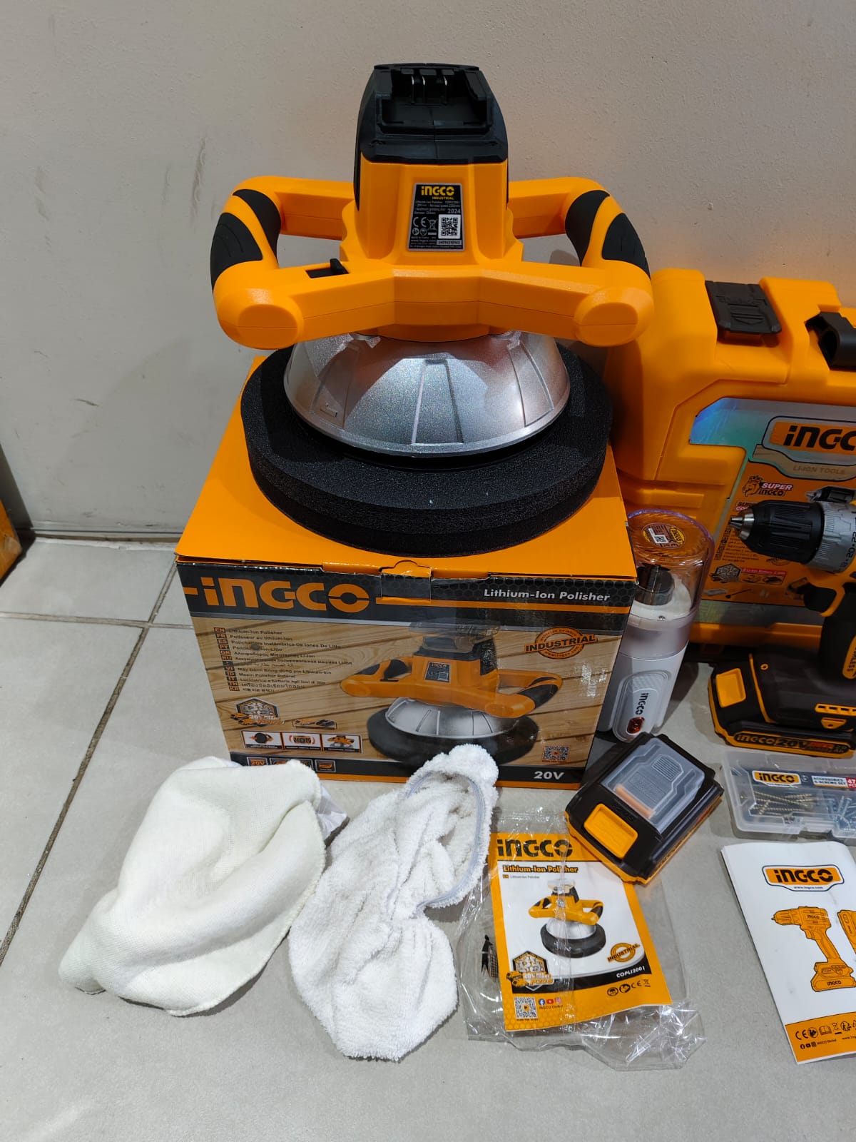 Kit de 3 herramientas Pulidora Inalámbrica de 20 voltios taladro inalámbrico y mini molino de café