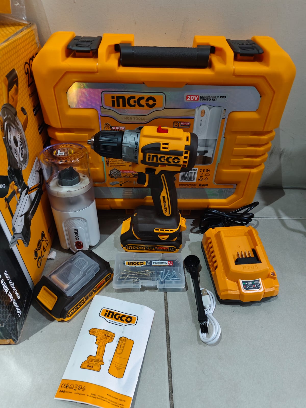 Kit de 3 herramientas Pulidora Inalámbrica de 20 voltios taladro inalámbrico y mini molino de café