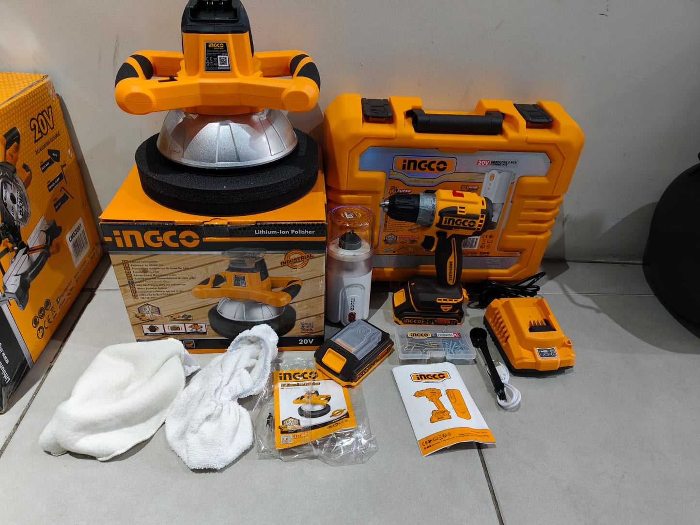 Kit de 3 herramientas Pulidora Inalámbrica de 20 voltios taladro inalámbrico y mini molino de café
