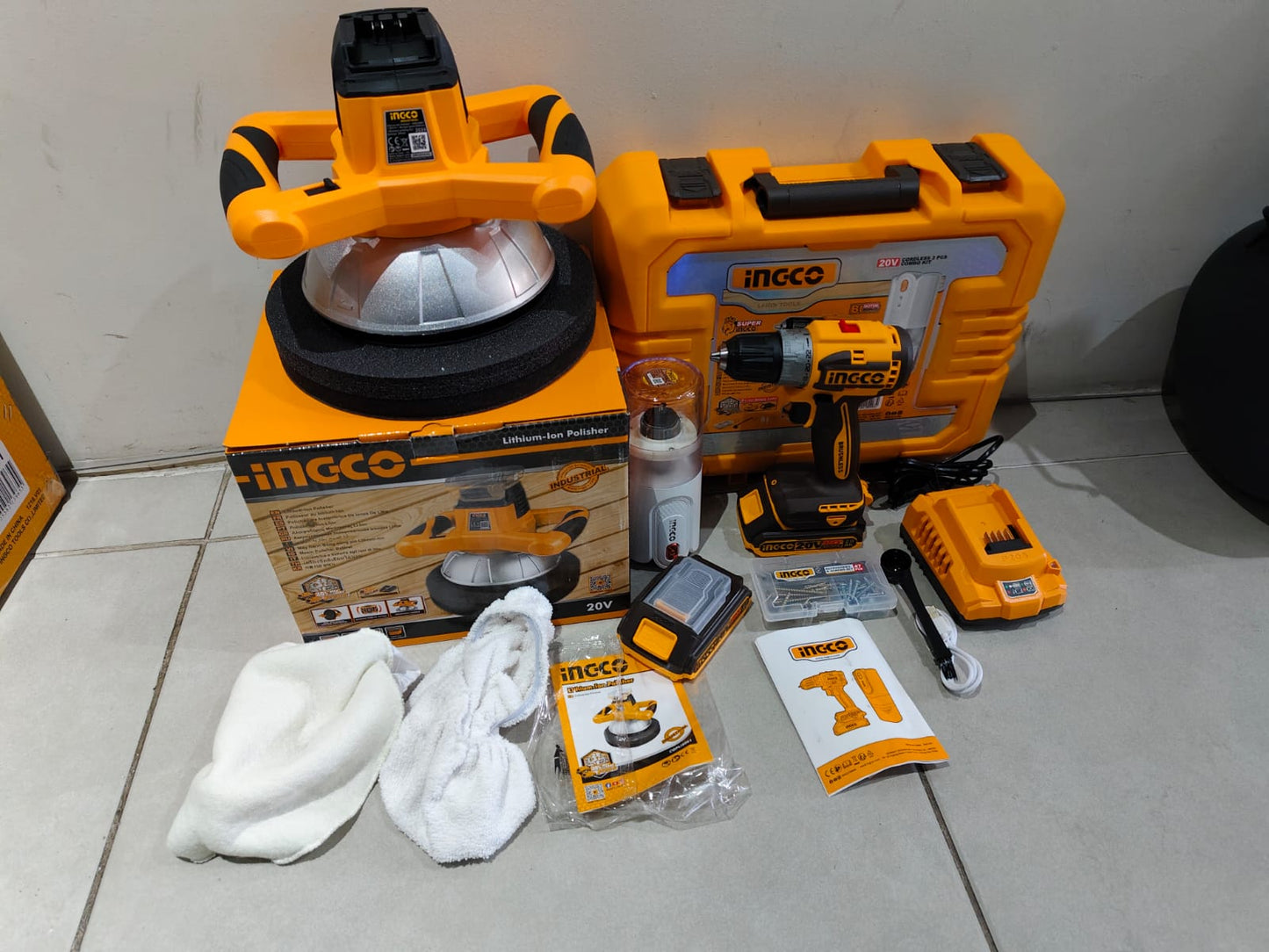 Kit de 3 herramientas Pulidora Inalámbrica de 20 voltios taladro inalámbrico y mini molino de café