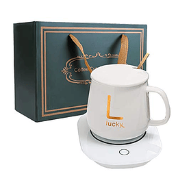 Taza Mug De Café Con Calentador Eléctrico + Cuchara, Color Rosa