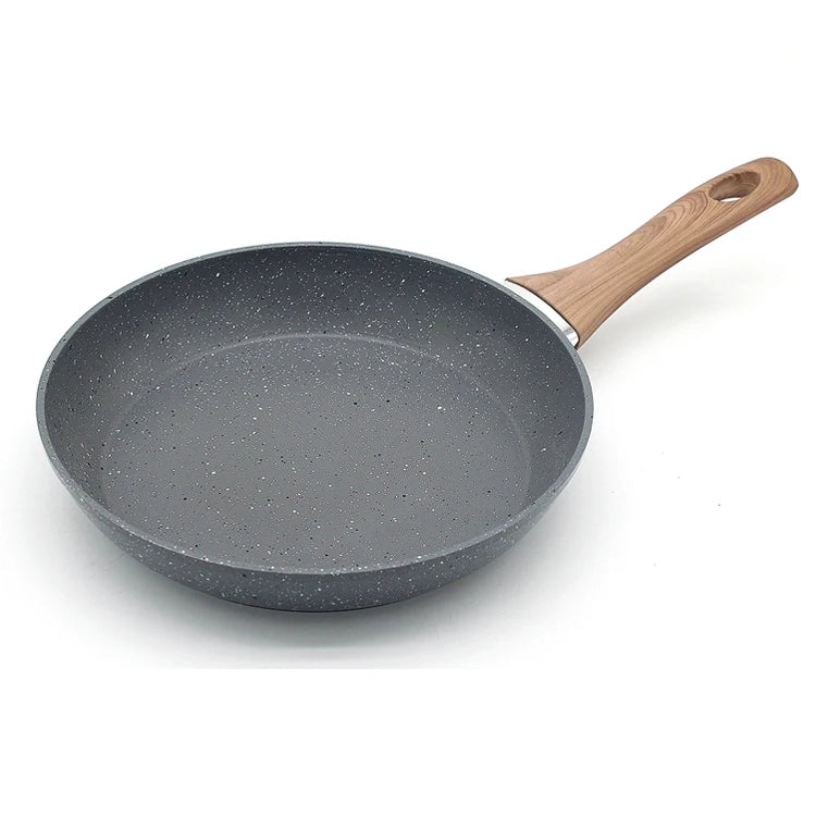 Juego de utensilios de cocina con recubrimiento de granito de mármol, sartenes forjadas