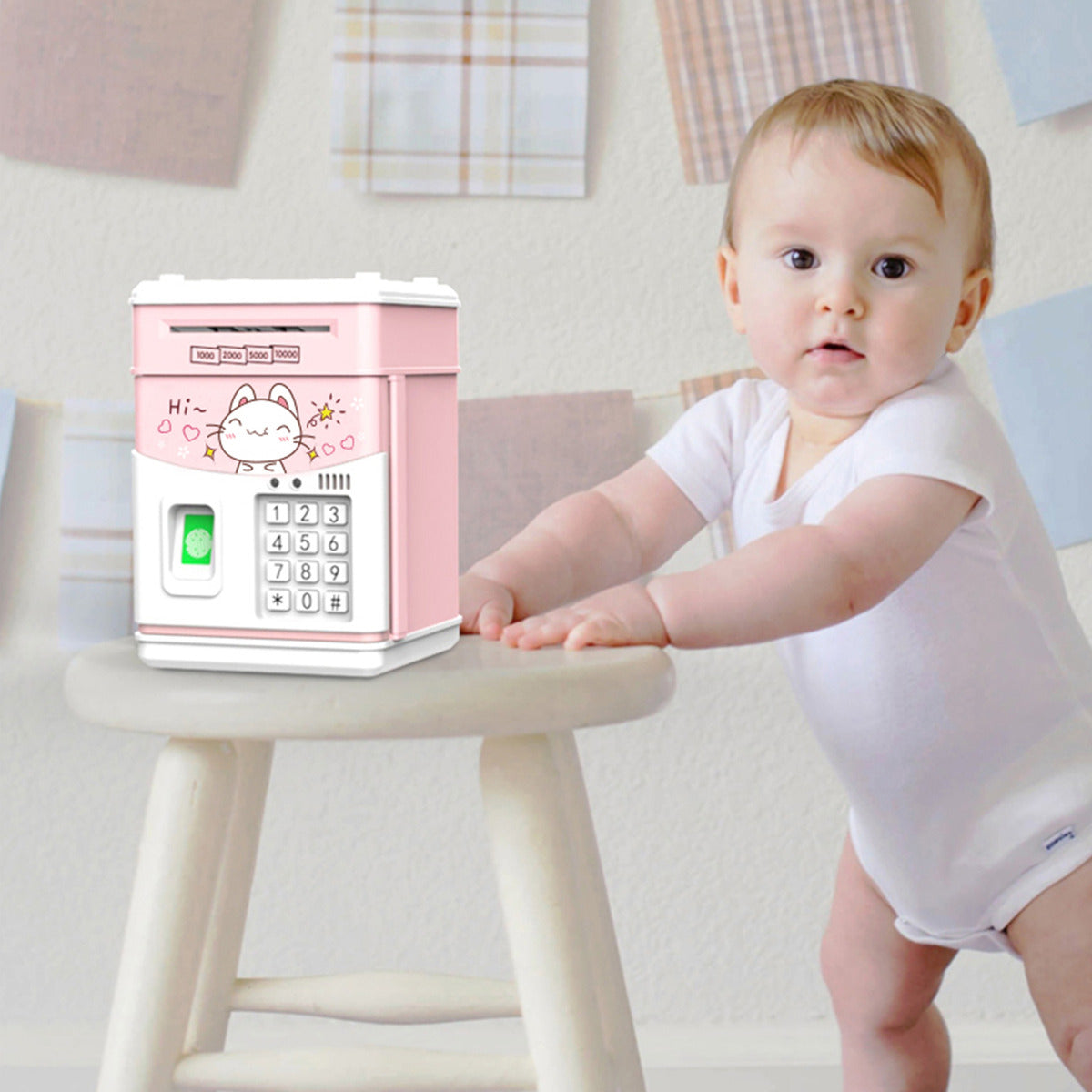 Mini Atm Piggy Bank With Password &amp; Fingerprint For  Gifts