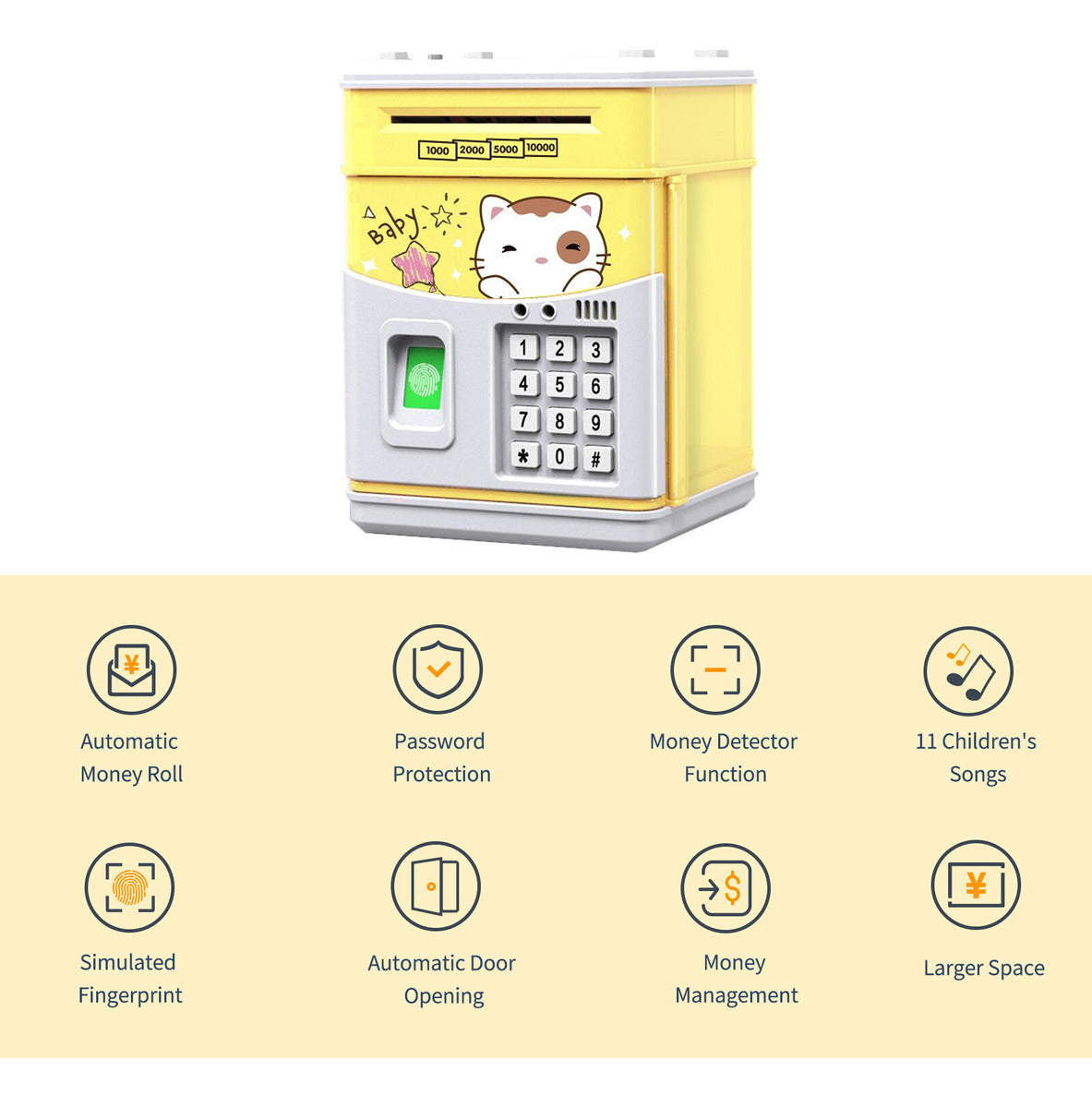 Mini Atm Piggy Bank With Password &amp; Fingerprint For  Gifts