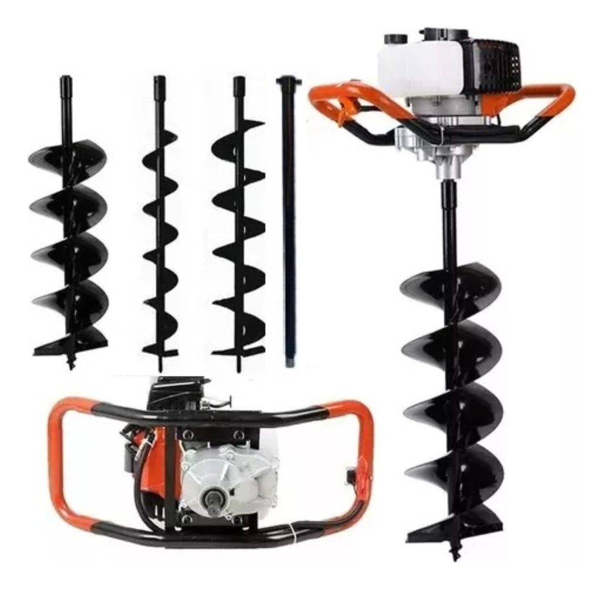 Ahoyador Barreno 63cc 3 Brocas y Extension Lic Japones Color Naranja Claro