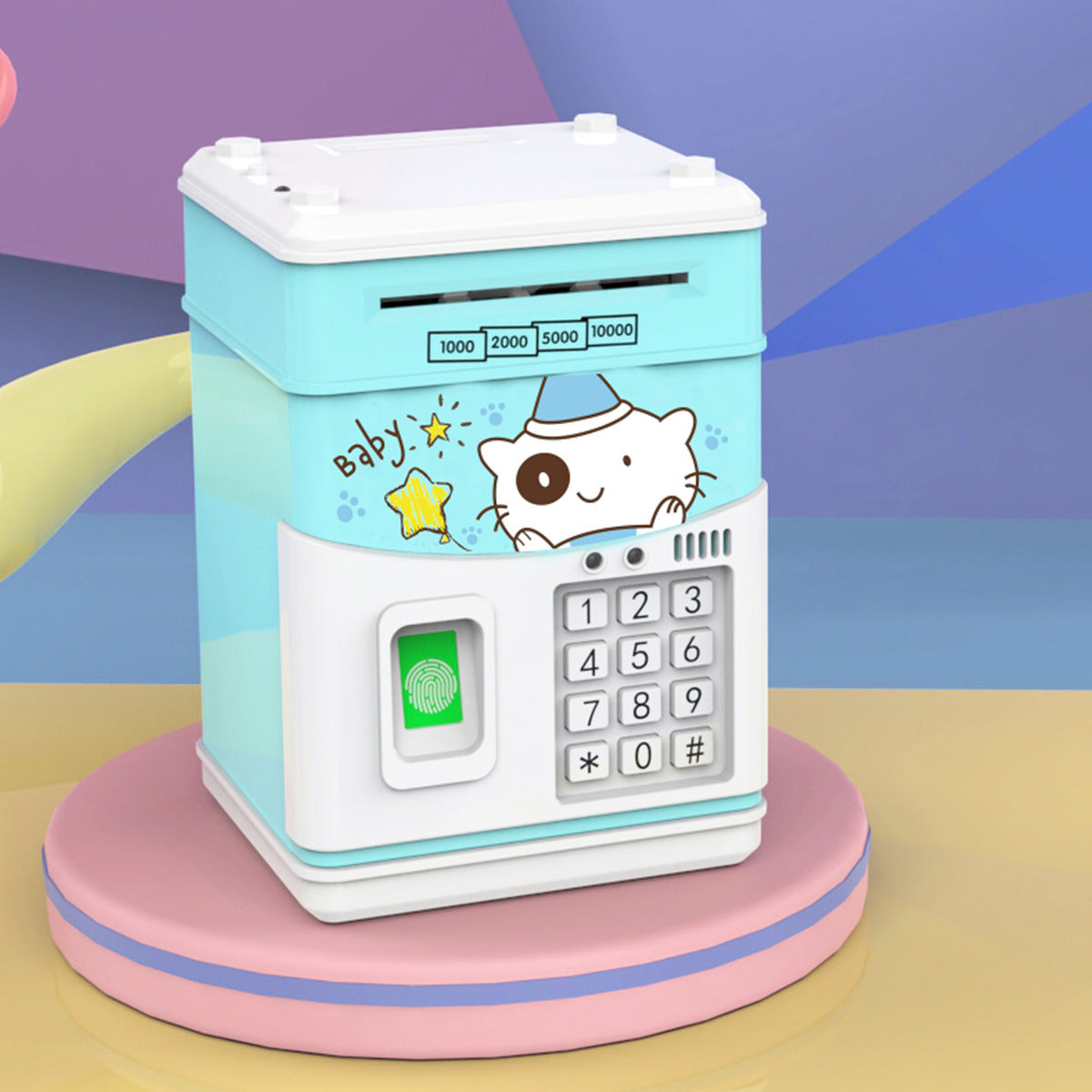 Mini Atm Piggy Bank With Password &amp; Fingerprint For  Gifts