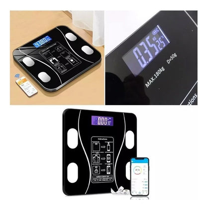 Pesa Balanza Digital De Baño Inteligente Bluetooth App Color Negro
