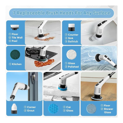 Cepillo De Limpieza Eléctrico, Inalámbrico, Baño Recargable