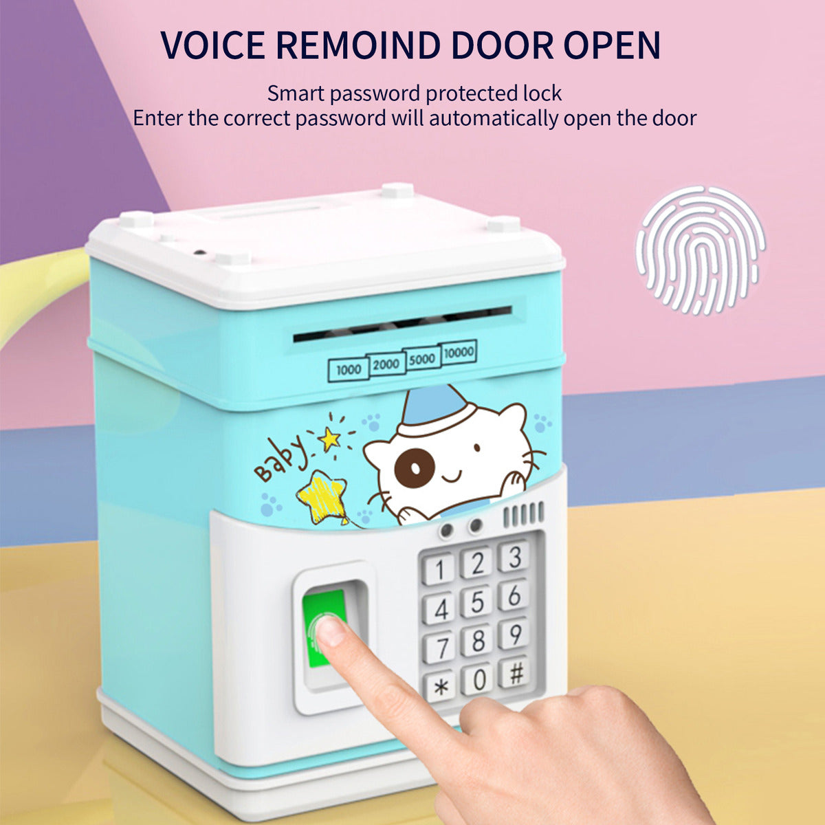 Mini Atm Piggy Bank With Password &amp; Fingerprint For  Gifts