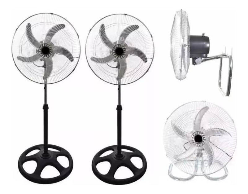 Pack 2 Ventilador Industrial Metalico Alta Potencia 3 En 1 Cantidad De Aspas 5 Color De La Estructura Plateado Color De Las Aspas Plateada Diámetro 18 Material De Las Aspas Metal