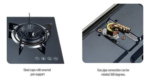 Encimera a gas 2 platos cocina tope de vidrio con chispero