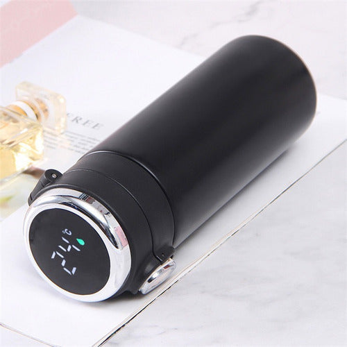 Termo Digital Abre Facil Botella De Agua Inteligente Led 450 Color Negro