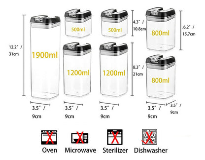 Set De 7 Contenedores Hermeticos De Plastico Cocina Despensa