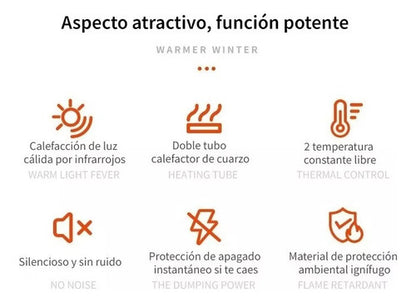 Estufa Calefactor Cuarzo 800w Sistema Seguridad Bajo Consumo