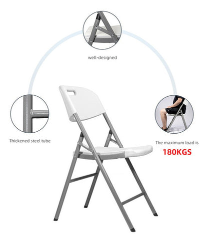 Silla de jardín KICMX Silla plegable de plastico KIC-CH56 color blanco 6 cuerpos 84cm x 46cm x 56cm - pack de 6 unidades