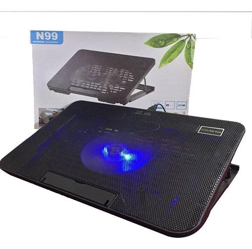 Base Notebook Alzador N99 2 Ventiladores Luz / Eshopviña Color Multicolor Color del LED Azul