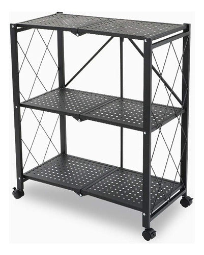 Organizador Repisa Metálica 3 Niveles Plegable Con Ruedas