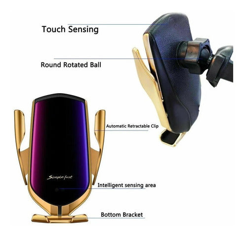 Soporte Para Celular Auto Con Cargador Inalámbrico R1