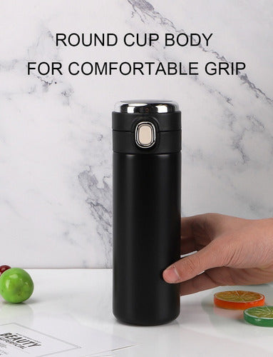 Termo Digital Abre Facil Botella De Agua Inteligente Led 450 Color Negro