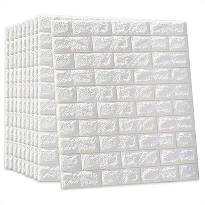 Pack 10 Laminas Papel Mural 3d Ladrillo Pared Blanco 77x70cm