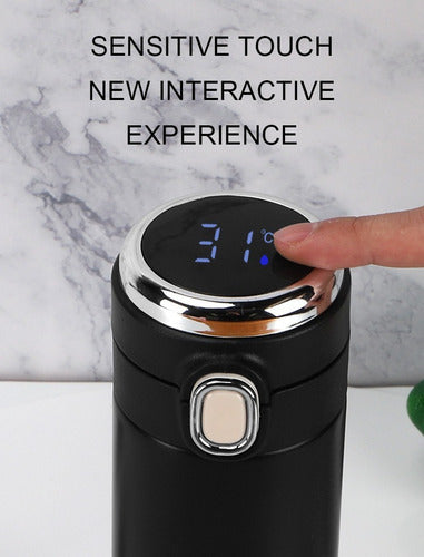 Termo Digital Abre Facil Botella De Agua Inteligente Led 450 Color Negro
