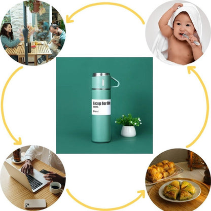 Set Termos Para Agua Caliente Termo Cafe + 3 Tazas 500 Ml