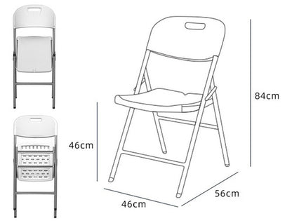 Silla de jardín KICMX Silla plegable de plastico KIC-CH56 color blanco 6 cuerpos 84cm x 46cm x 56cm - pack de 6 unidades