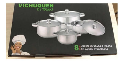 Juego De Ollas 8 Piezas Acero Inoxidable