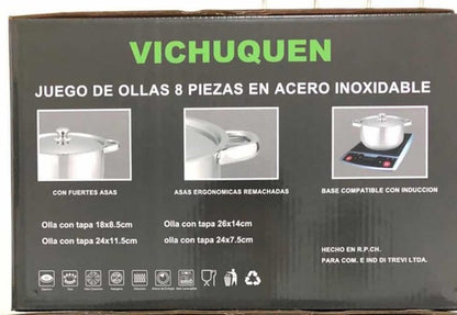 Juego De Ollas 8 Piezas Acero Inoxidable